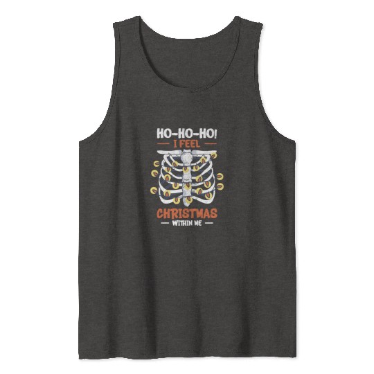 Christmas Holiday Skeleton Rib Cage Radiology Tank Tops