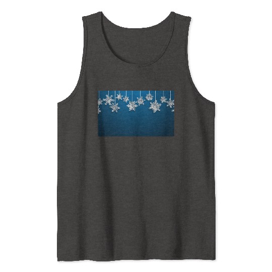 Elegant Hanging Snowflakes Navy Blue Tank Tops