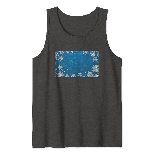 Winter Snowflakes Navy Blue Pattern Tank Tops