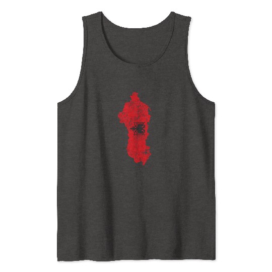 Albania Flag Country Outline Shape Tank Tops