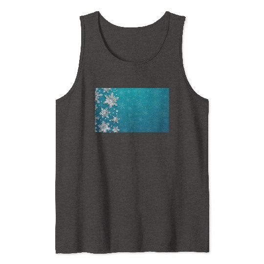 Elegant Christmas Snowflakes Pattern Teal Tank Tops