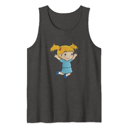 Girl jumps school enrollment joy kindergarten Tank Tops