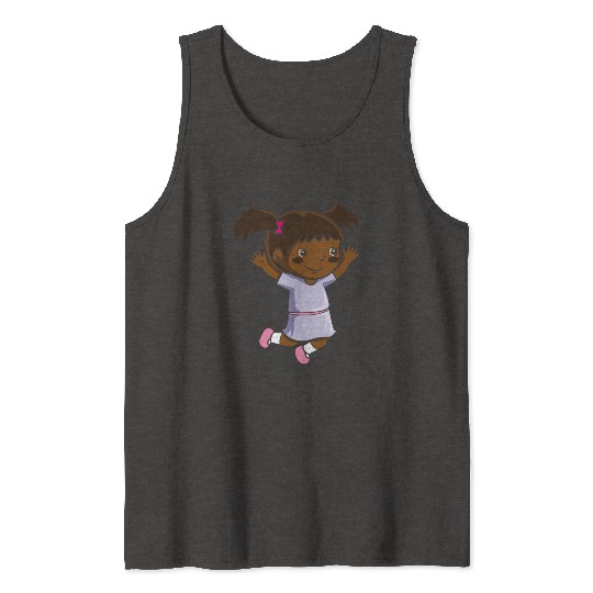 Girl jumps school enrollment joy kindergarten Tank Tops