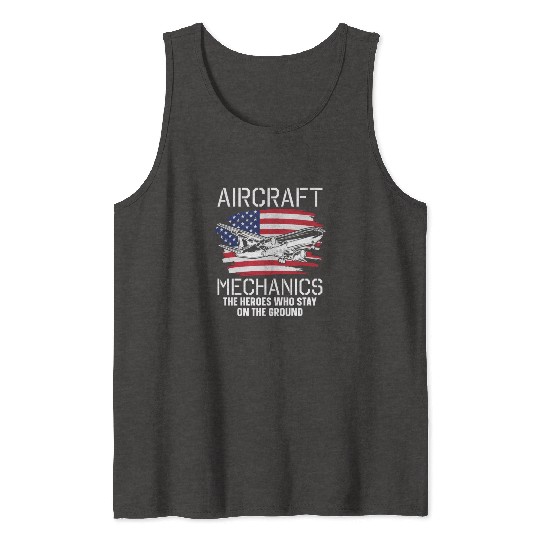 Aircraft Mechanic Us Flag Tank Tops