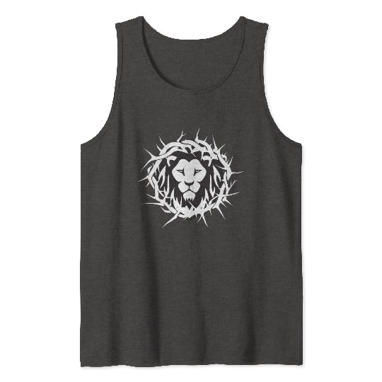 Lion of Judah With A Crown of Thorns Christian Tank Tops