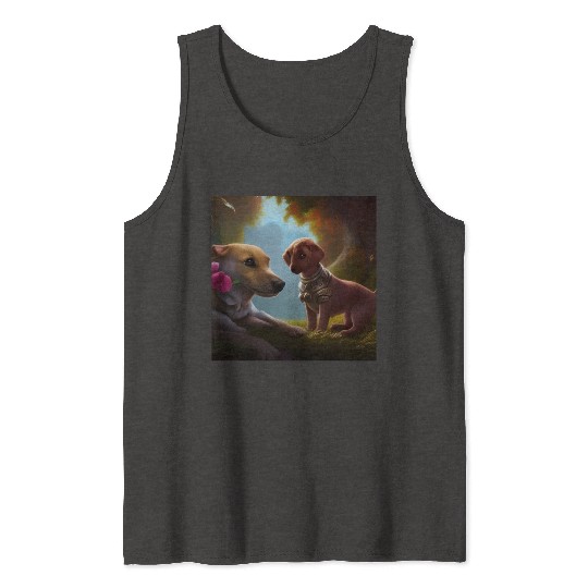 Puppy Love Cute Puppies with A Little Steampunk Tank Tops