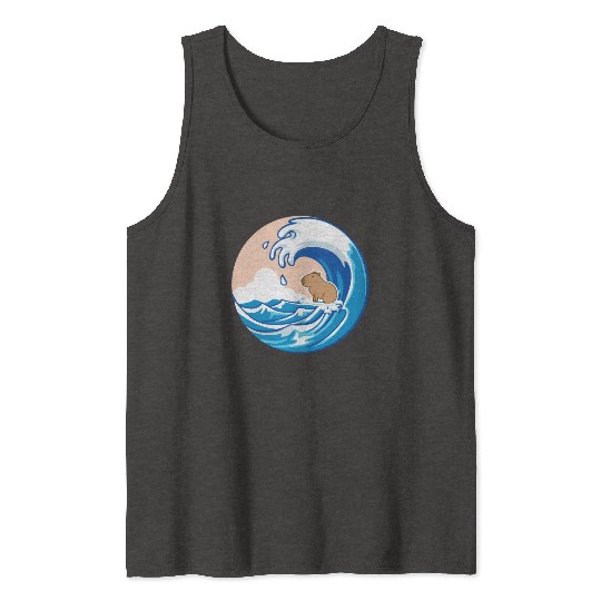 Wave Capybara Surfing Rodent Funny Animal Lover Tank Tops