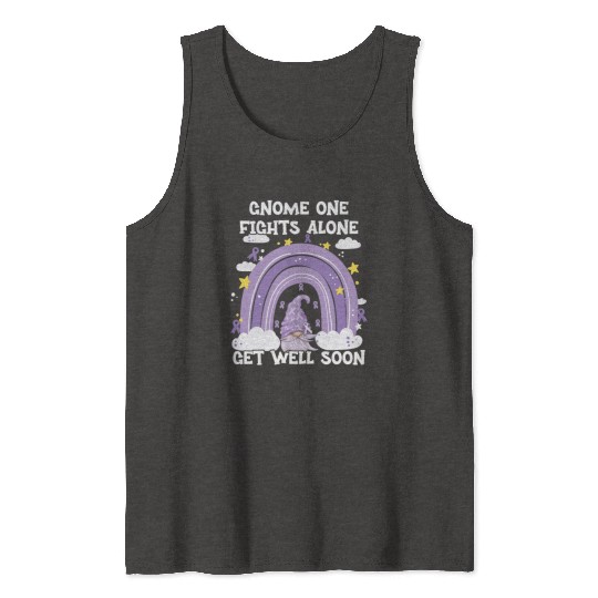 Gnome One Fights Alone Lavender Cancer Tank Tops