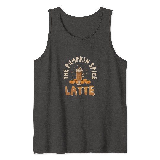 Pumpkin Spice Latte Halloween Coffee Lover Tarot Tank Tops