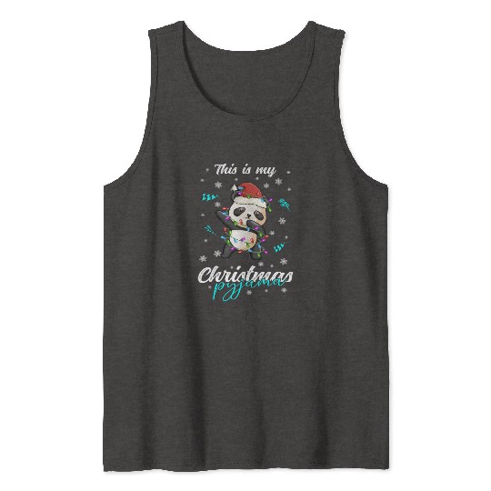 Winter Christmas Pyjama Panda Tank Tops