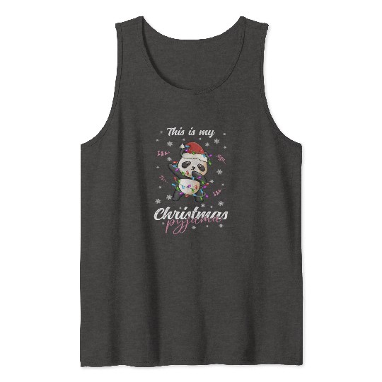 Winter Christmas Pyjama Panda Tank Tops