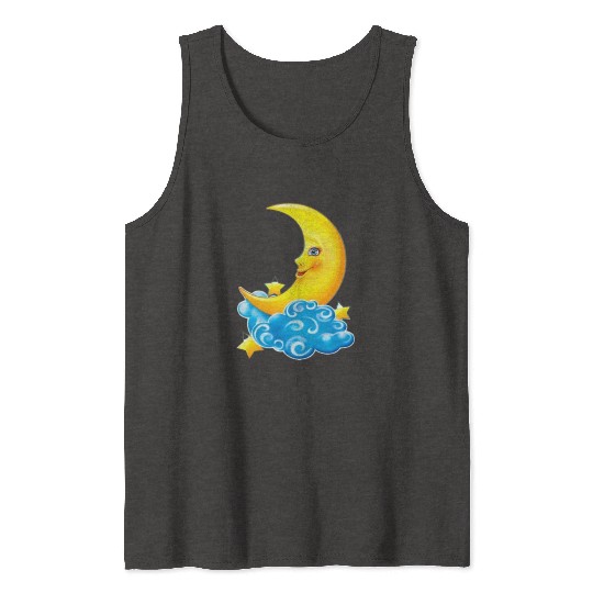 dessin de croissant de lune Tank Tops