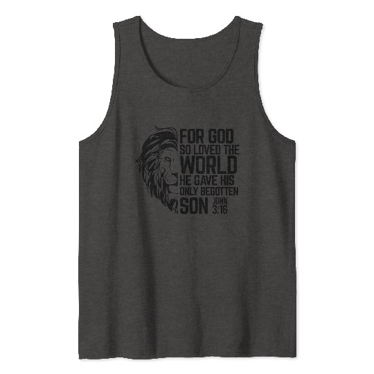 Lion's Embrace - God's Love: John 3:16 Tank Tops