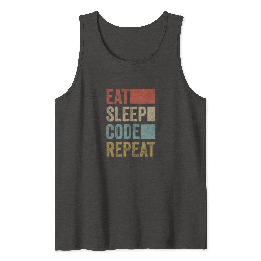 Software Developer Coder Retro Eat Sleep Code Tank Tops
