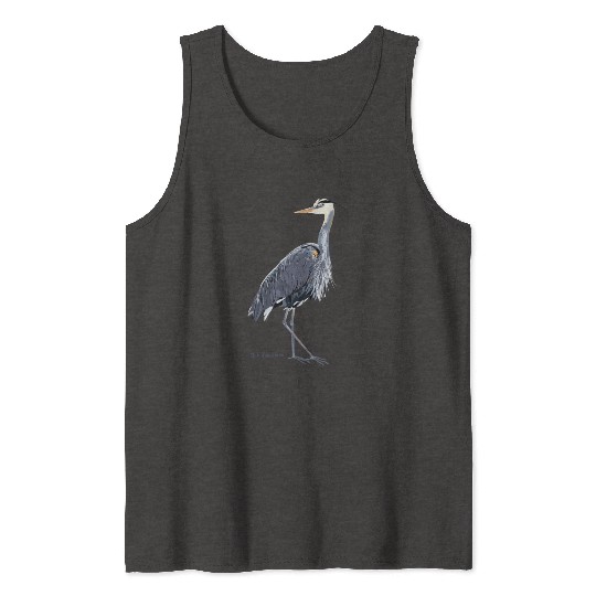 Heron Art Birder Wildlife Bird Watching Tank Tops