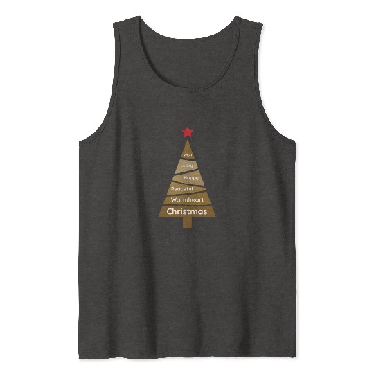 Minimalist Copper Brown Christmas Pine Tank Tops
