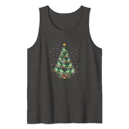 Frogs Lover Xmas Gift Frog Christmas Tree Tank Tops
