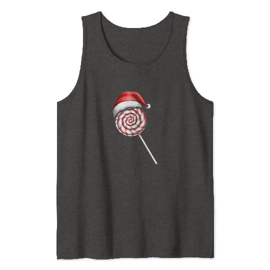 Candy Cane Lollipop Santas Hat Merry Christmas Tank Tops