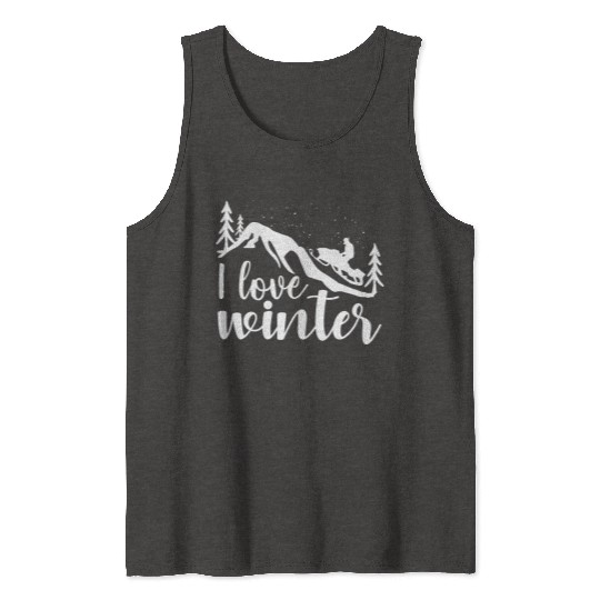 I Love Winter, Snow, Cold And Snowman Tank Tops