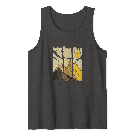 Painted Art Mountains With Sun Tank Tops