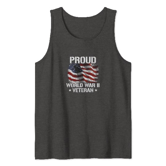 World War 2 Veteran Military Veteran USA Flag Tank Tops