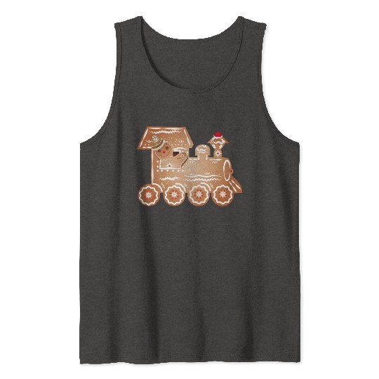 Gingerbread man as a train driver on the train Tank Tops