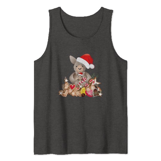 cute kangaroo for christmas with santa hat Tank Tops
