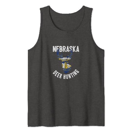 Nebraska Deer Hunting Buck Stag Hunter Tank Tops