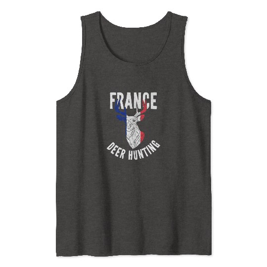 France Deer Hunting Buck Stag Hunter French Tank Tops