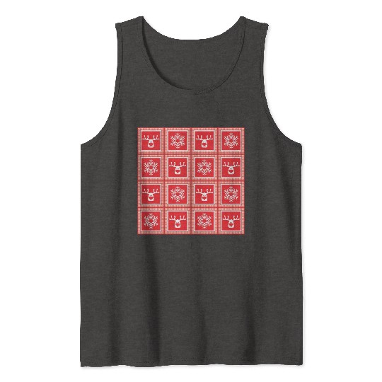 Deer Christmas patchwork Tank Tops
