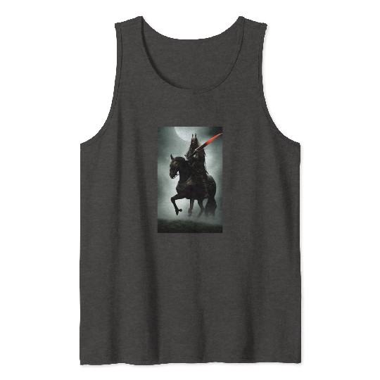 Warrior on the black horse Tank Tops