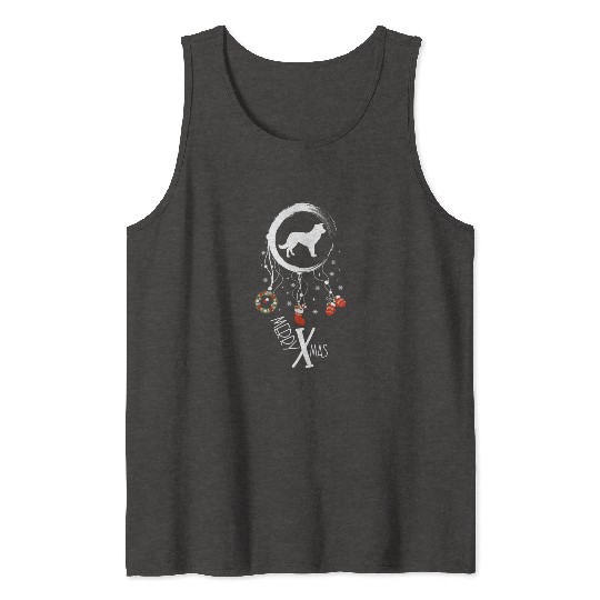 dog dreamcatcher Christmas Border Collie Tank Tops