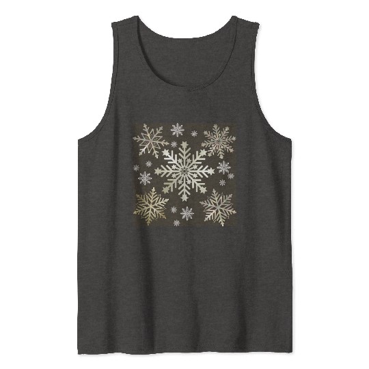 Beige Snowflakes Christmas Pattern Tank Tops
