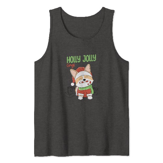 Holly Jolly Corgi Tank Tops