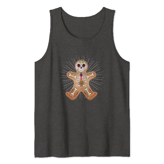 Gingerbread man Sugar Skull decor for Christmas Tank Tops
