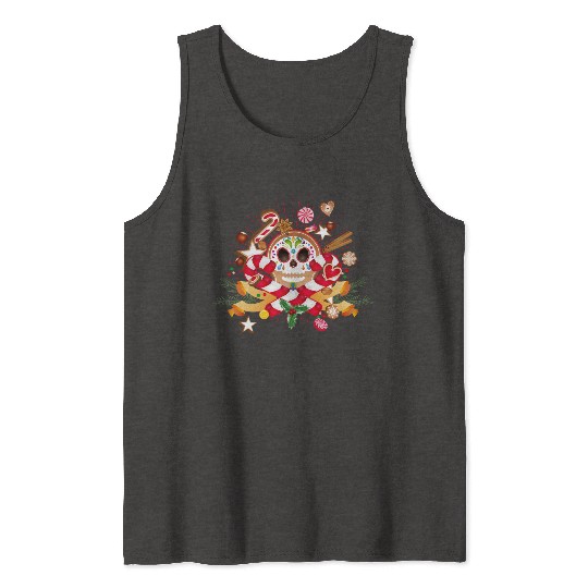 Gingerbread man Sugar Skull decor for Christmas Tank Tops