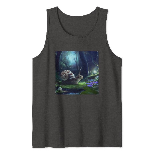 Sweet Surprised Snail at night by Lantern Light Tank Tops