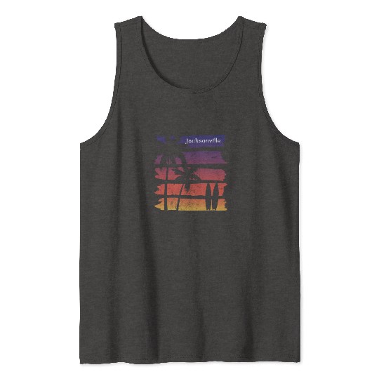 Cool Jacksonville Florida Surfing Fan Beach Palm Tank Tops