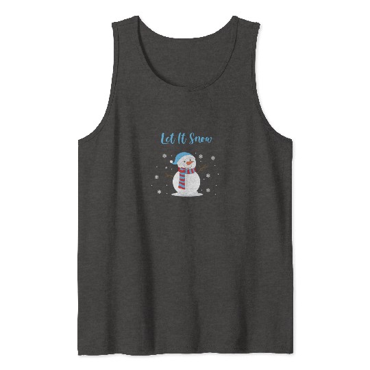Xmas Christmas Let it Snow Snowman Snowflakes Tank Tops