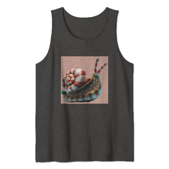 Candy Cane Christmas red and white striped Snail Tank Tops