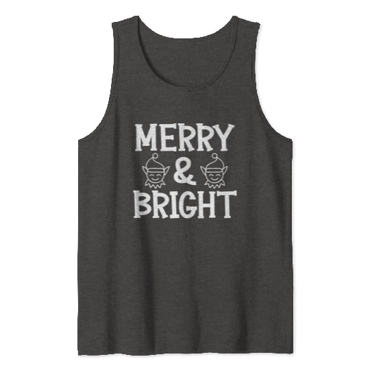 Merry and bright Christmas holiday festive seasons Tank Tops