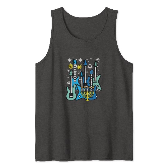 Hanukkah Guitars Chanukah Jewish Rock Rocker Tank Tops