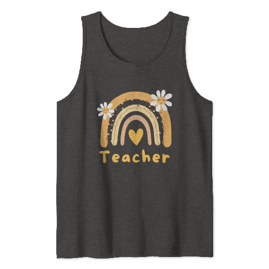 Cute Yellow Floral Teacher Tank Tops