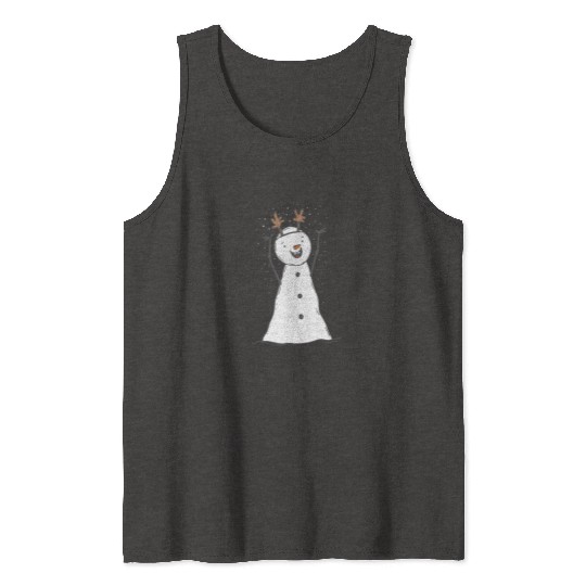 funny snowman with mustache and carrot Tank Tops