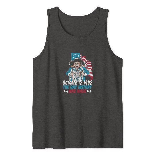 Columbus Day 1492 Us Flag Tank Tops