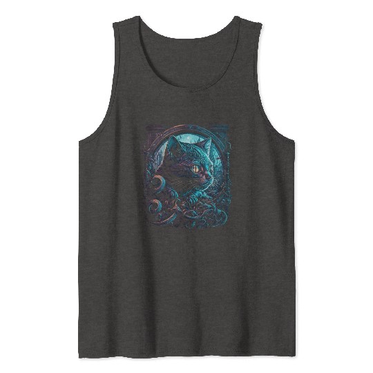 Midnight Kitty Tank Tops