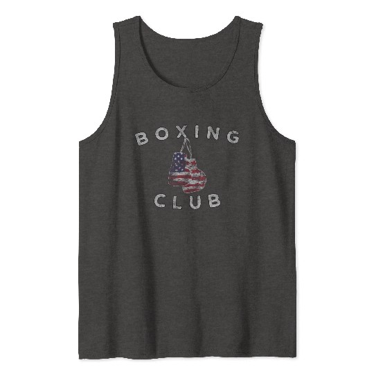 Boxing Club Vintage Us Flag Boxing Gloves Tank Tops