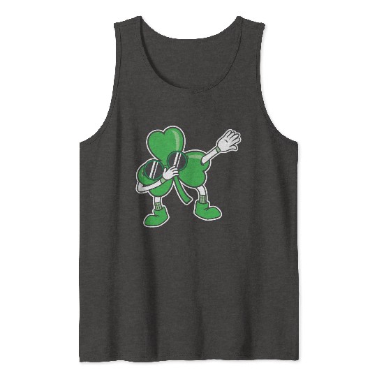 Dabbing Shamrock St Patrick's Day Lucky Clover Tank Tops