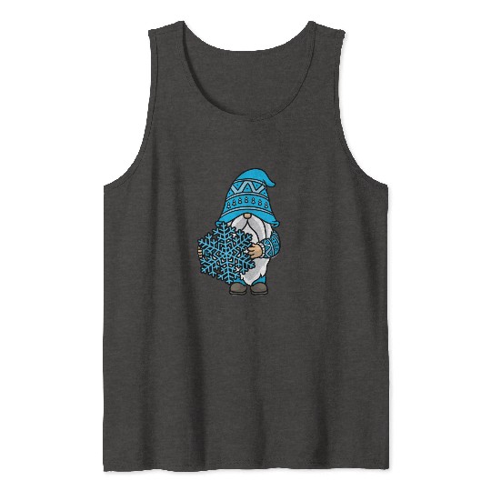 Blue Christmas Gnome Snowflake Winter Xmas Santa Tank Tops