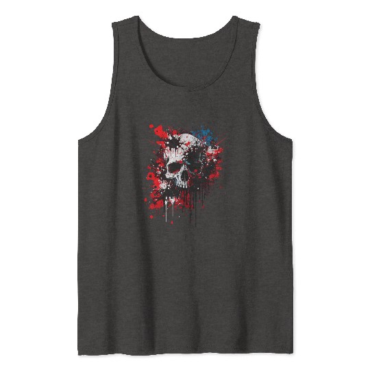 Ink Splatter Skull Tank Tops